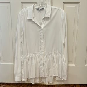 Tuckernuck White Peplum Button Up Size Small